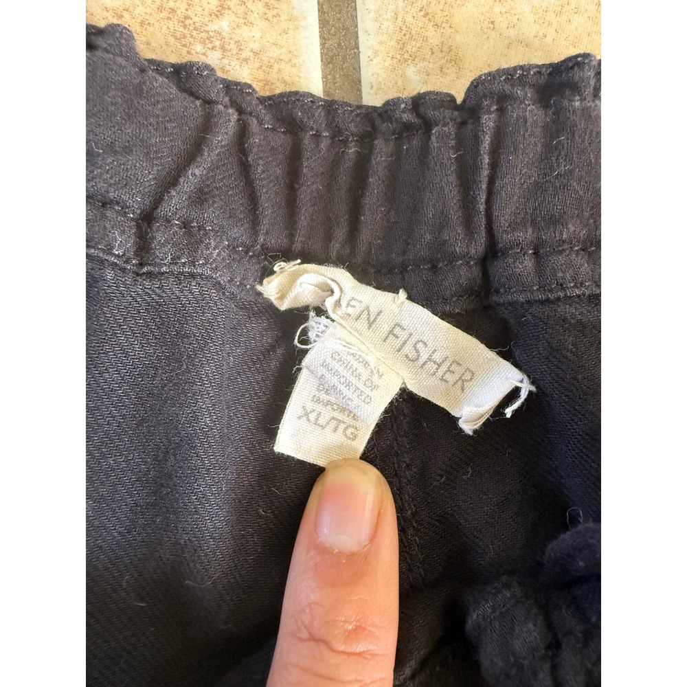 Eileen Fisher Black Organic Cotton Lantern Pants Womens XL Elastic Waist Tapered - Picture 5 of 8